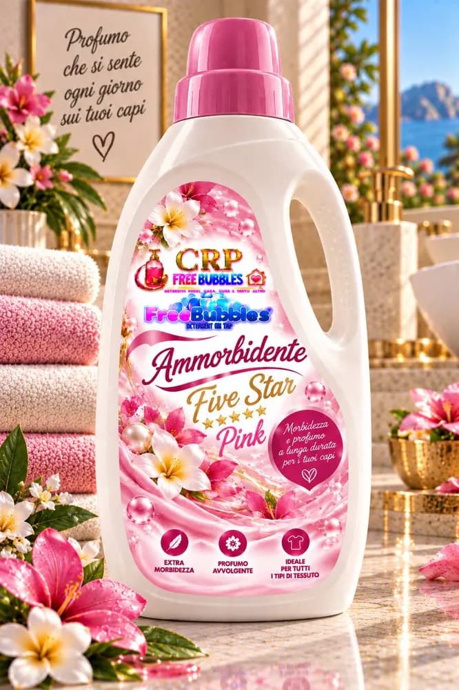 Flacone di Ammorbidente Five Star Pink della linea Free Bubbles