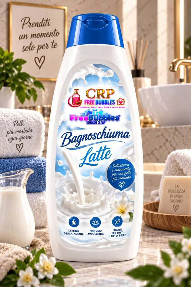 Flacone di Bagnoschiuma Latte Dove della linea Free Bubbles