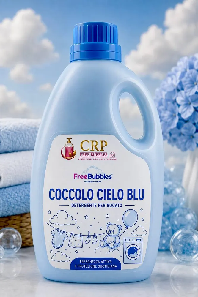 Flacone di Bucato Lavatrice Coccolo Cielo Blu (Coccolino) della linea Free Bubbles