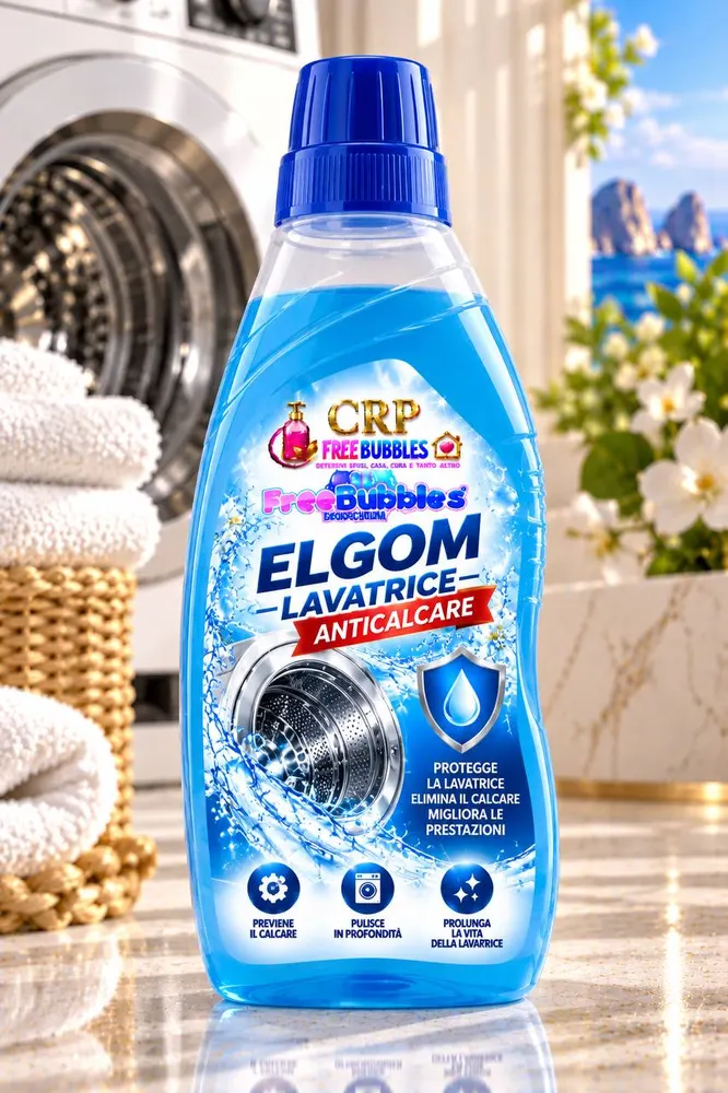 Flacone di Elgom Lavatrice Anticalcare della linea Free Bubbles