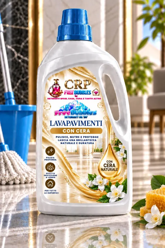 Flacone di Lava Pavimenti con Cera della linea Free Bubbles