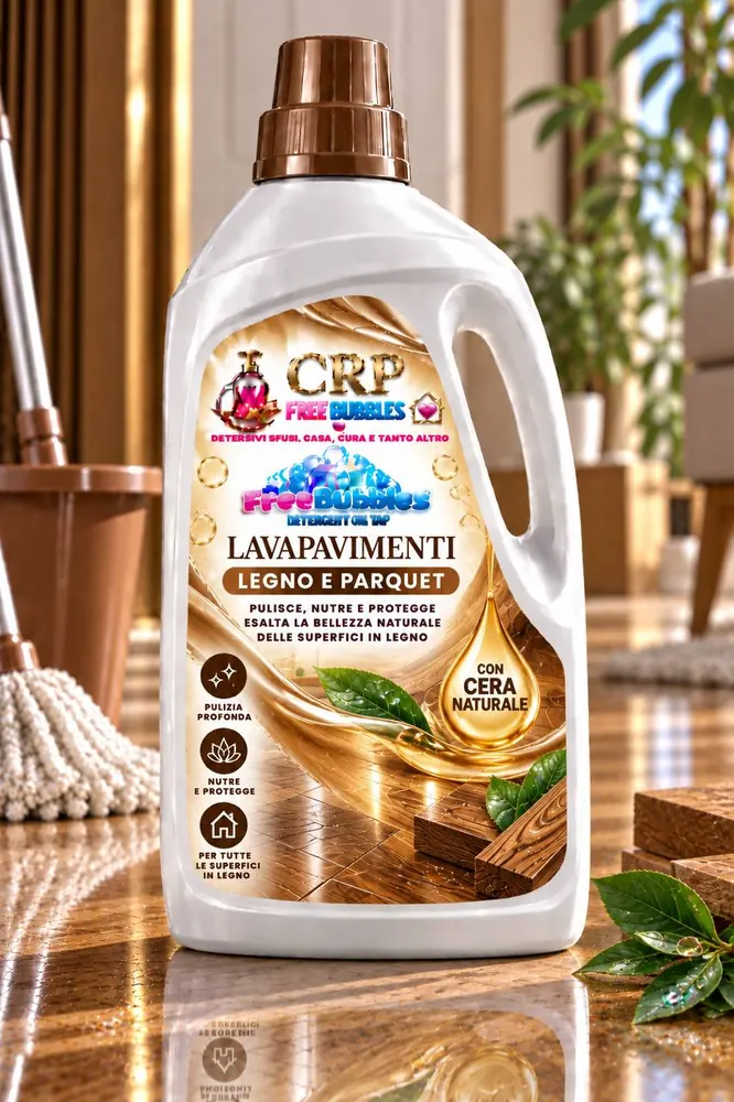 Flacone di Lava Pavimenti Legno e Parquet della linea Free Bubbles