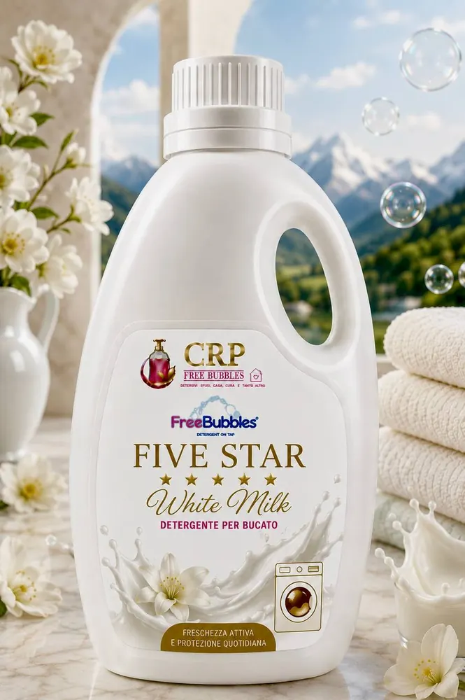 Flacone di Bucato Lavatrice Five Star White Milk (Deo Due) della linea Free Bubbles